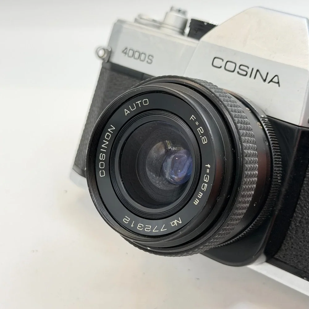 Cosina 4000S 35mm SLR Film Camera with Cosinon Auto 35mm f2.8 Lens Made in Japan